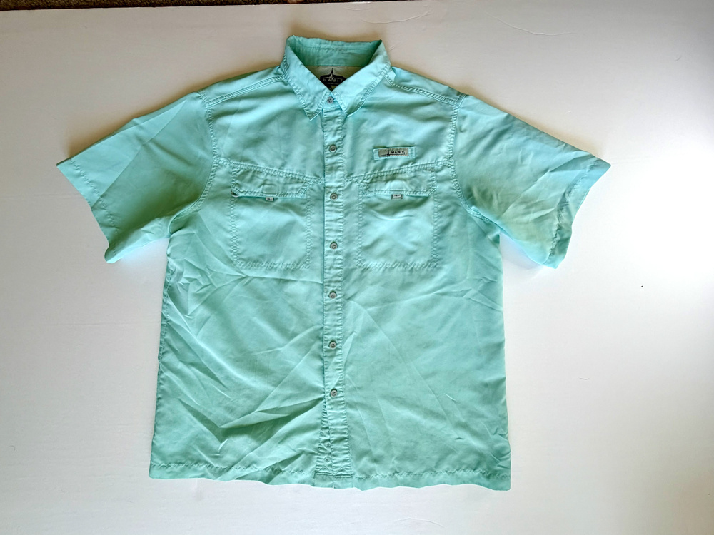 Habit Short Sleeve Fishing Shirt Aqua Mesh Back Size L G